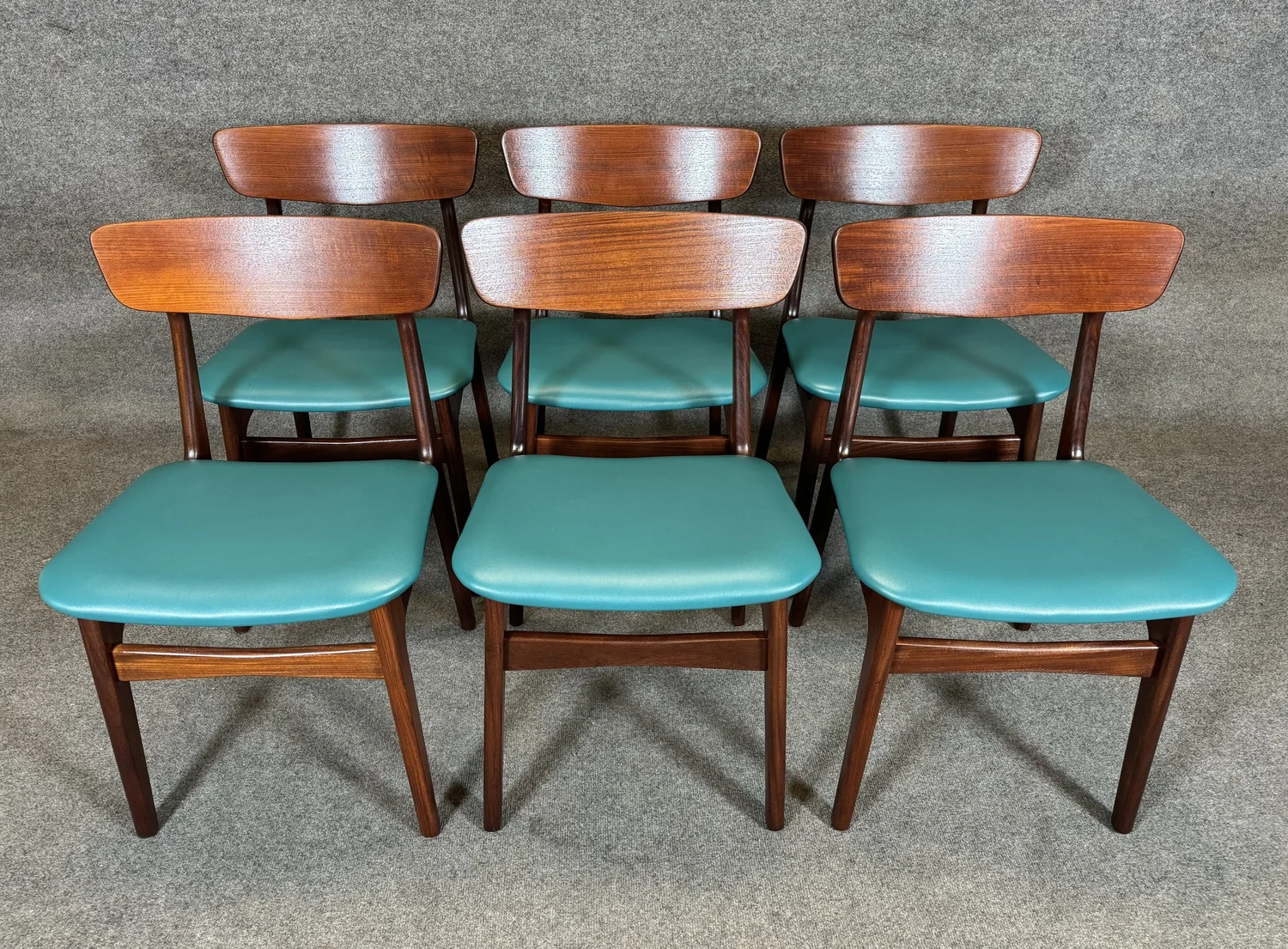 6 Vintage Danish Mid Century Modern Teak Dining Chairs by
